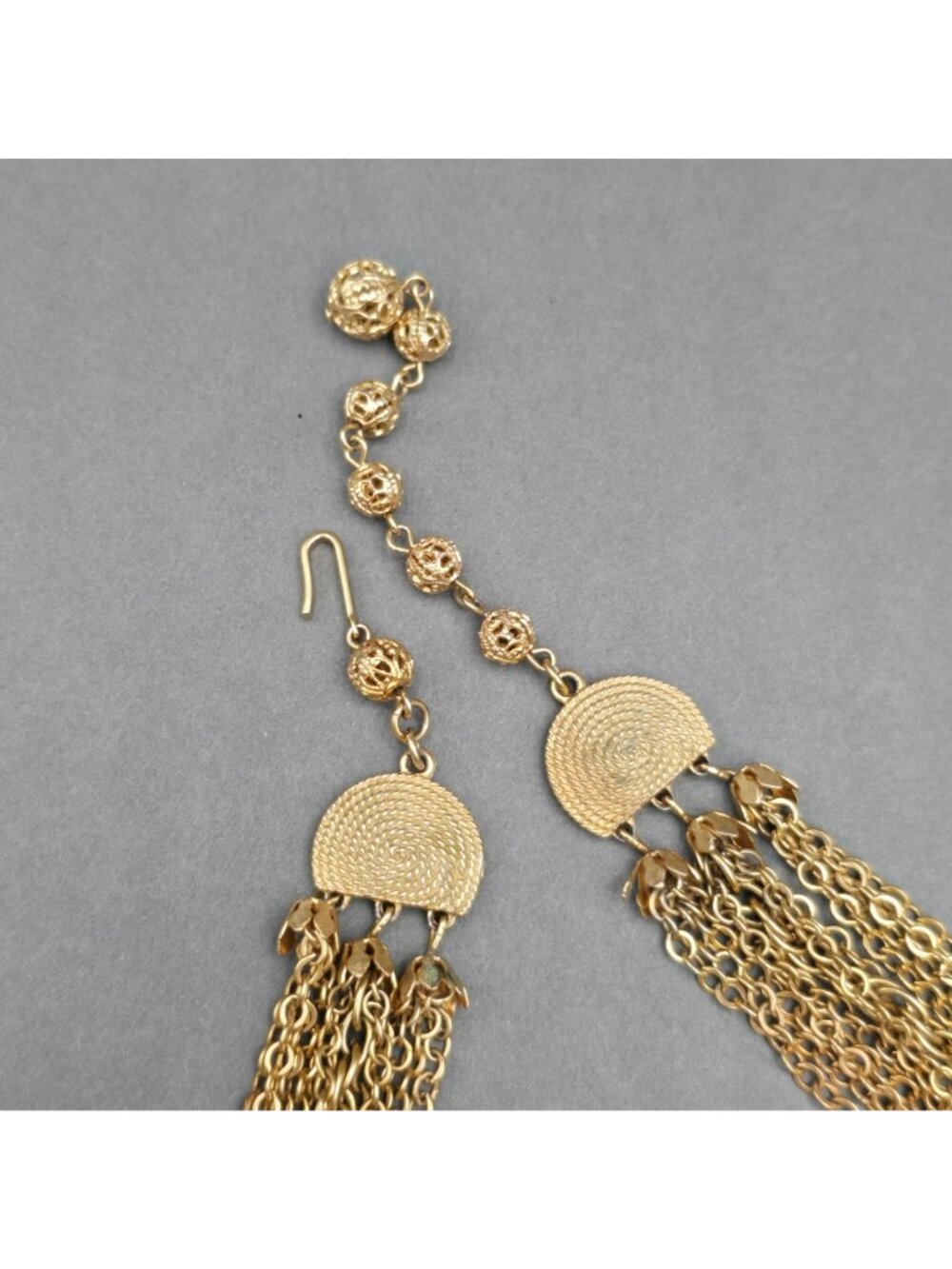 Vintage Gold Tone AB Crystal Multichain Necklace Bracelet Set Demi Parure - Picture 10 of 16